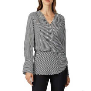 New Badgley Mischka Striped Wrap Blouse Medium